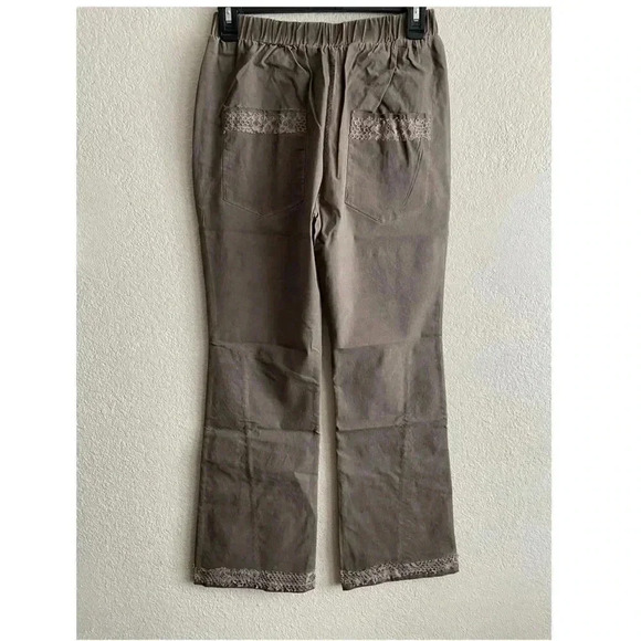 🆕Pretty Angel Ecru Lace-Accent Wide-Leg Linen Blend Pants S🆕 - Picture 4 of 14